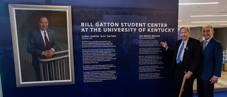 Bill Gatton, left, and UK President Eli Capilouto at the grand opening of the Gatton Student Center Aug. 31, 2018