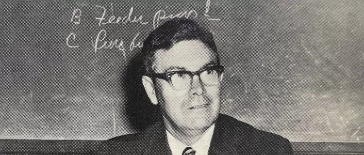 Charles H. Futrell pictured in his classroom from the Clinton County High School yearbook, called the Clintonian, in 1969.