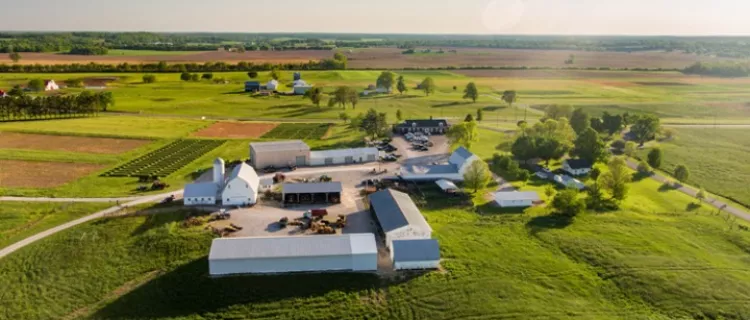 An aerial view of the UK Grain and Forage Center of Excellence