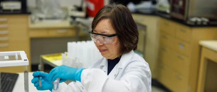 Samples are weighed and tested in the chemical unit of Regulatory Services