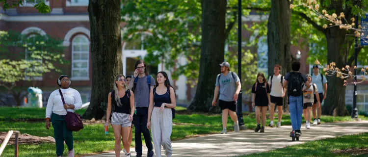 Students walk on campus