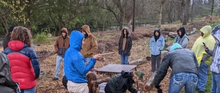 Mycology Club members at an inoculation workshop