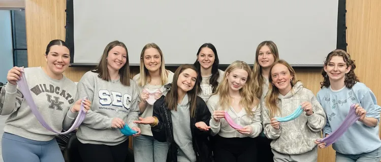 Sigma Alpha members make slime at a fellowship event