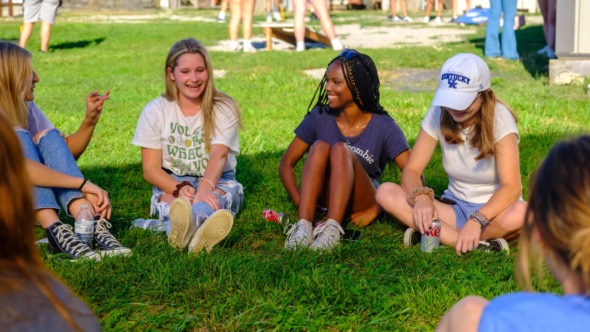 New UK students in the CAFE Living Learning Program gather for a picnic bonfire at South Farm.