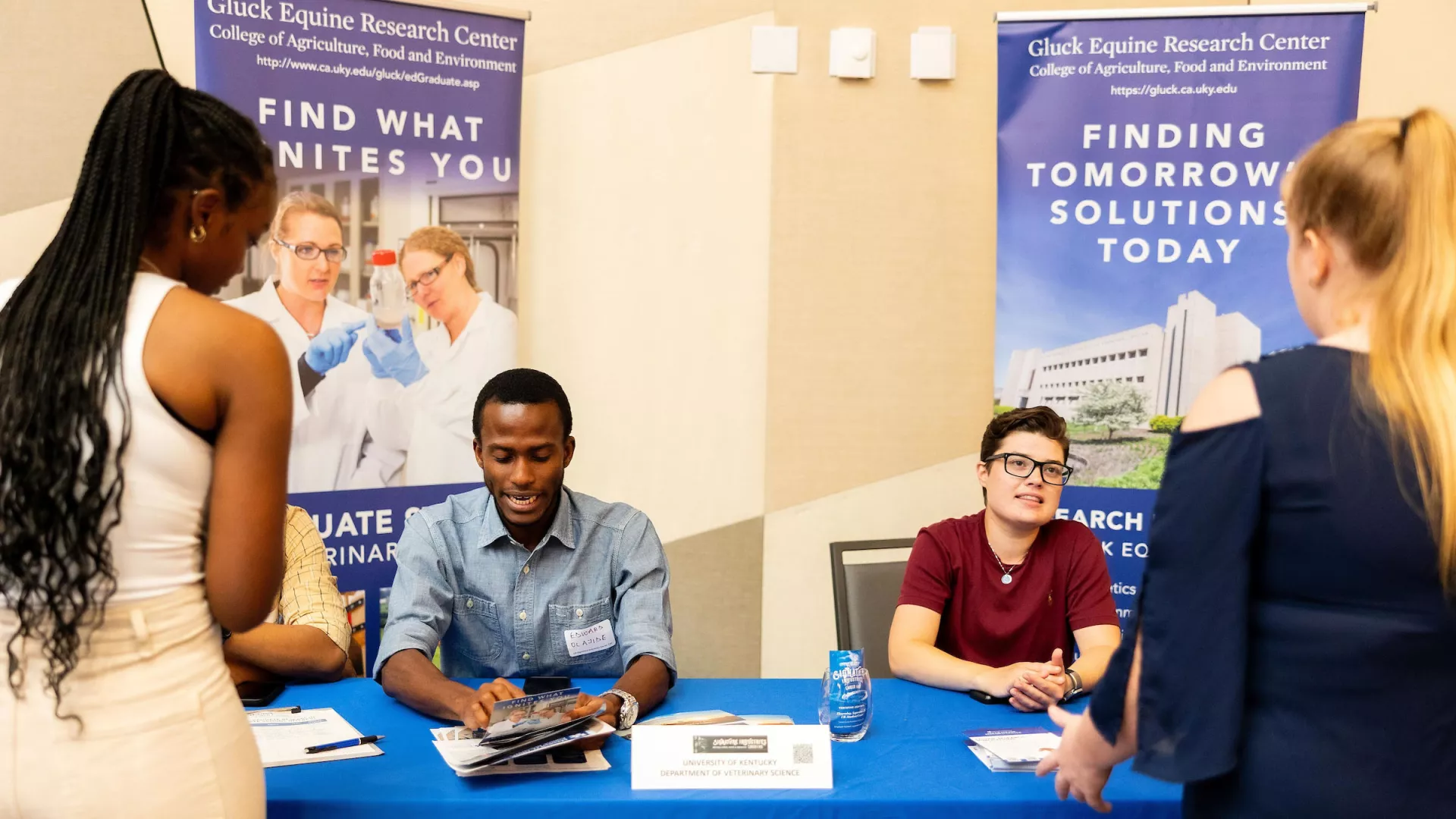 At the Kentucky Signature Industries Career Fair, students talk to employers from the bourbon and equine industries.