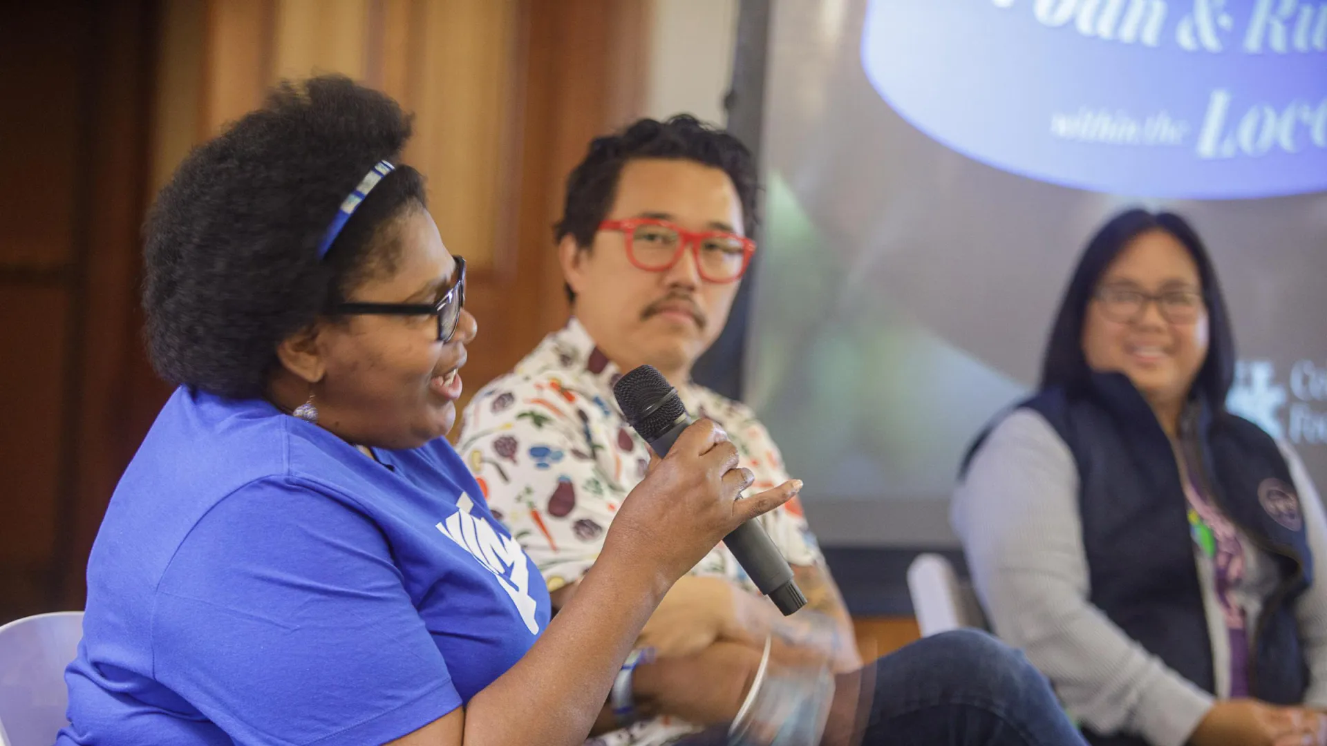 Chef Angelia Drake of From the Heart Cooking, Chef Dan Wu of Atomic Ramen and Toa Green of Crank & Boom Ice Cream speak at 2021 Intercultural Awareness Day at the Good Barn