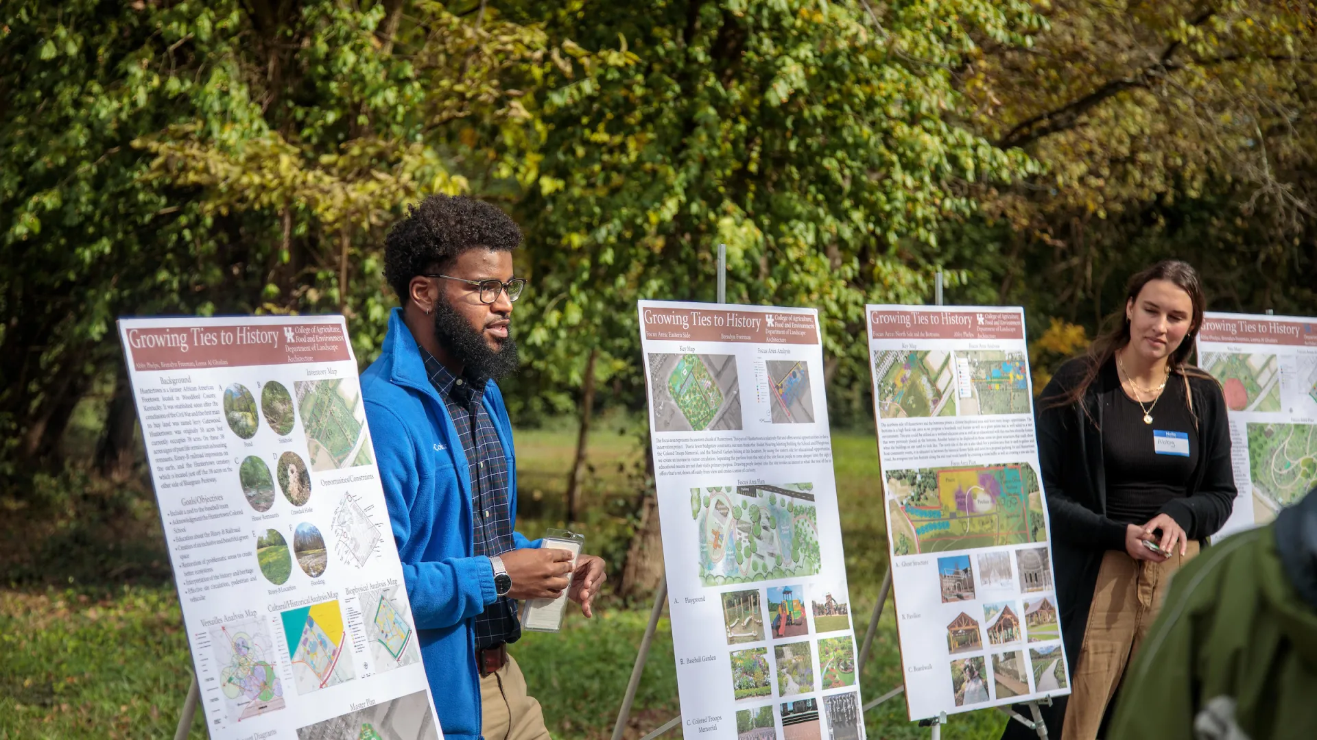 Landscape Architecture students in Dr. Jayoung Koo's class present ideas at the historical Huntertown site