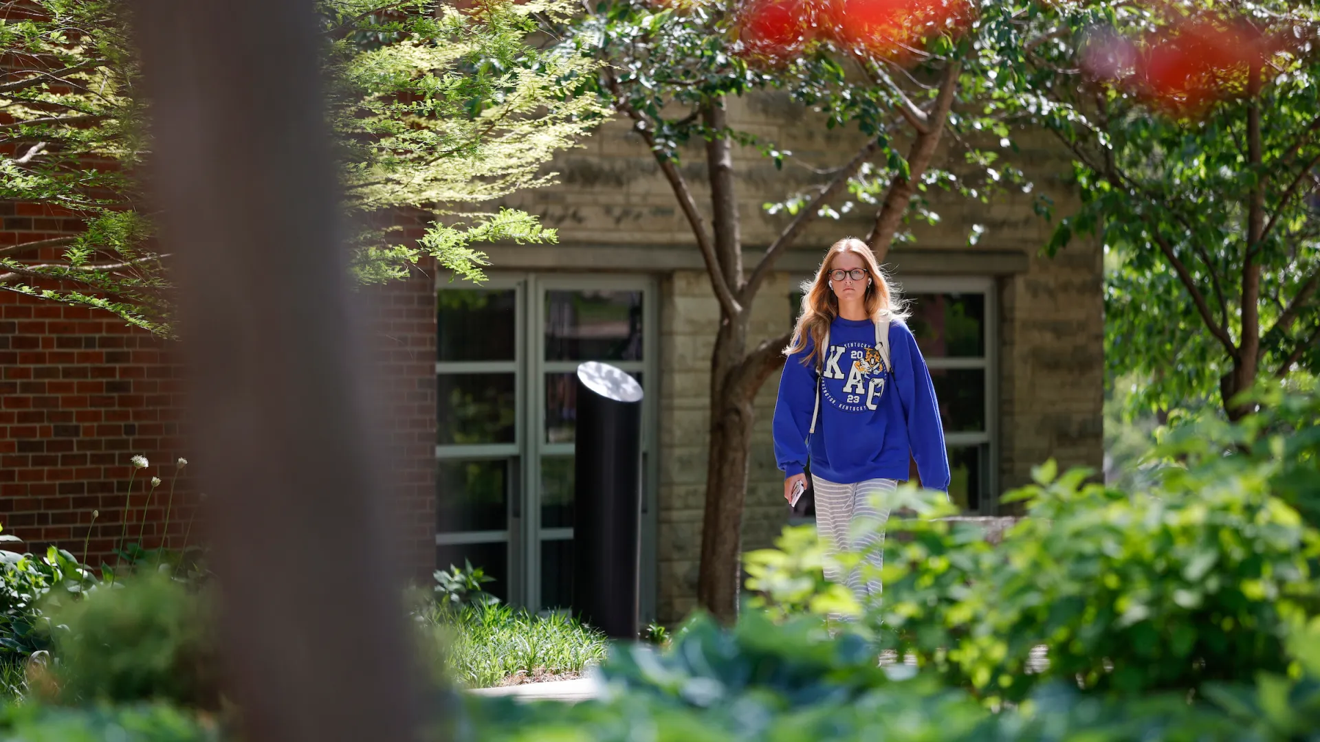 A student walks on campus