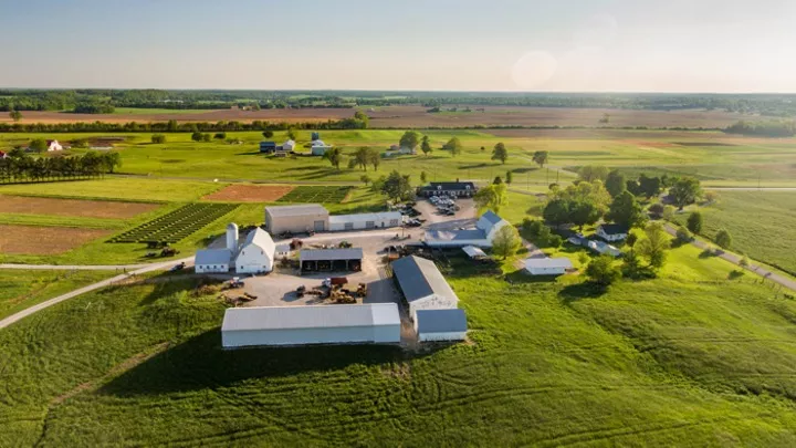 An aerial view of the UK Grain and Forage Center of Excellence