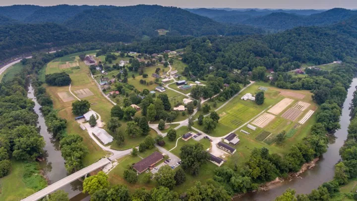 An aerial view of the Wood Utilization Center
