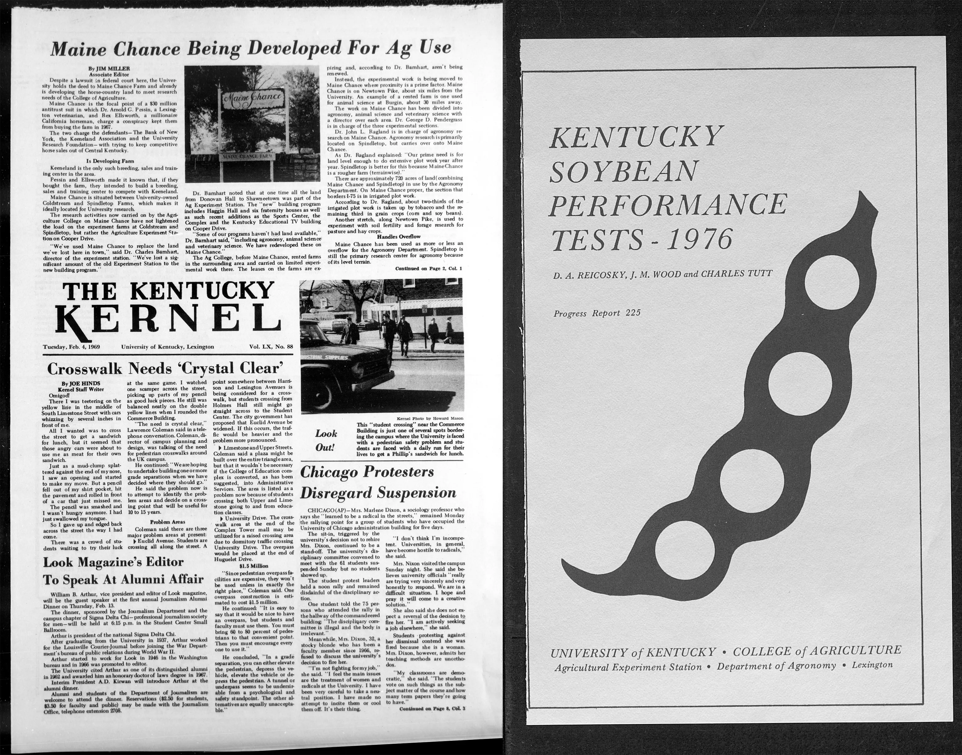 The Kentucky Kernel, February 4, 1969; and Kentucky Soybean Performance Tests 1976
