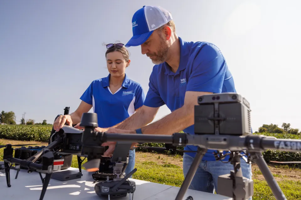 Dr. Michael Sama conducted detailed scans of a soybean research plot with advanced unmanned aerial systems or drones.
